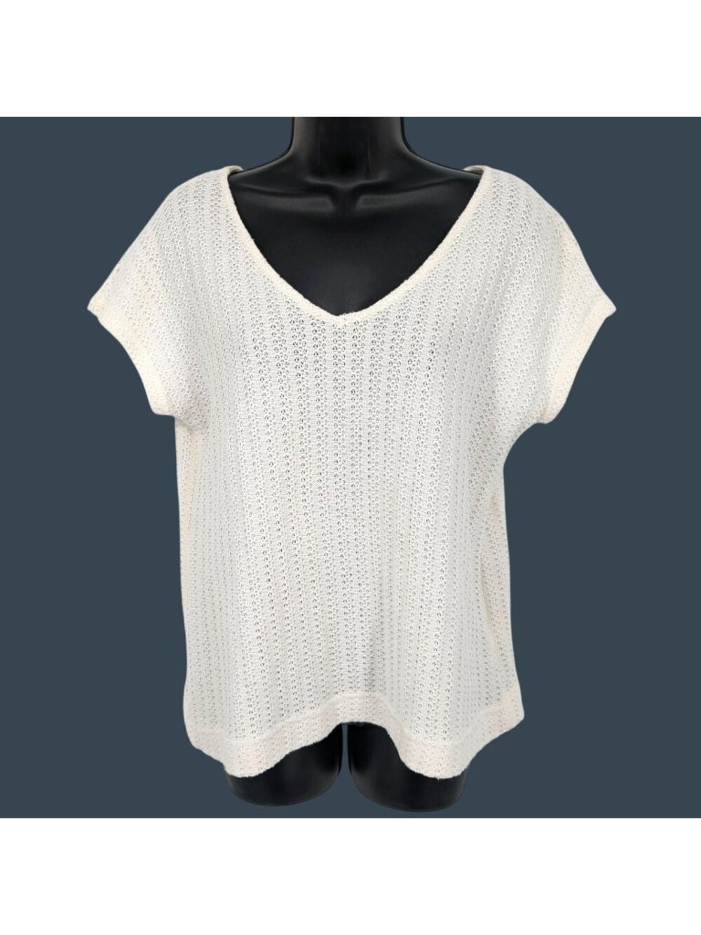 Rose + Olive Open Knit Sweater Top Crochet‎ Coastal Slouchy Office Resort Large